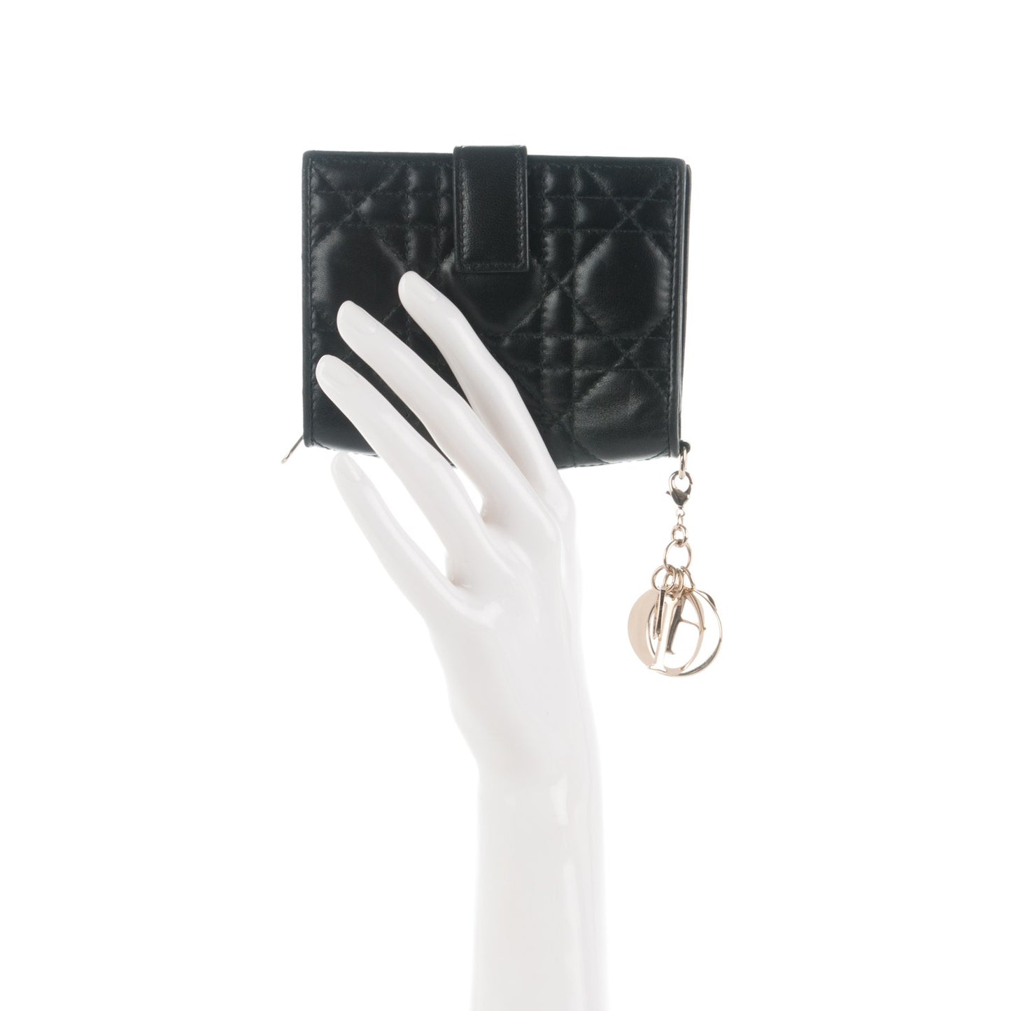 Lambskin Cannage Lady Dior Eden Wallet Black