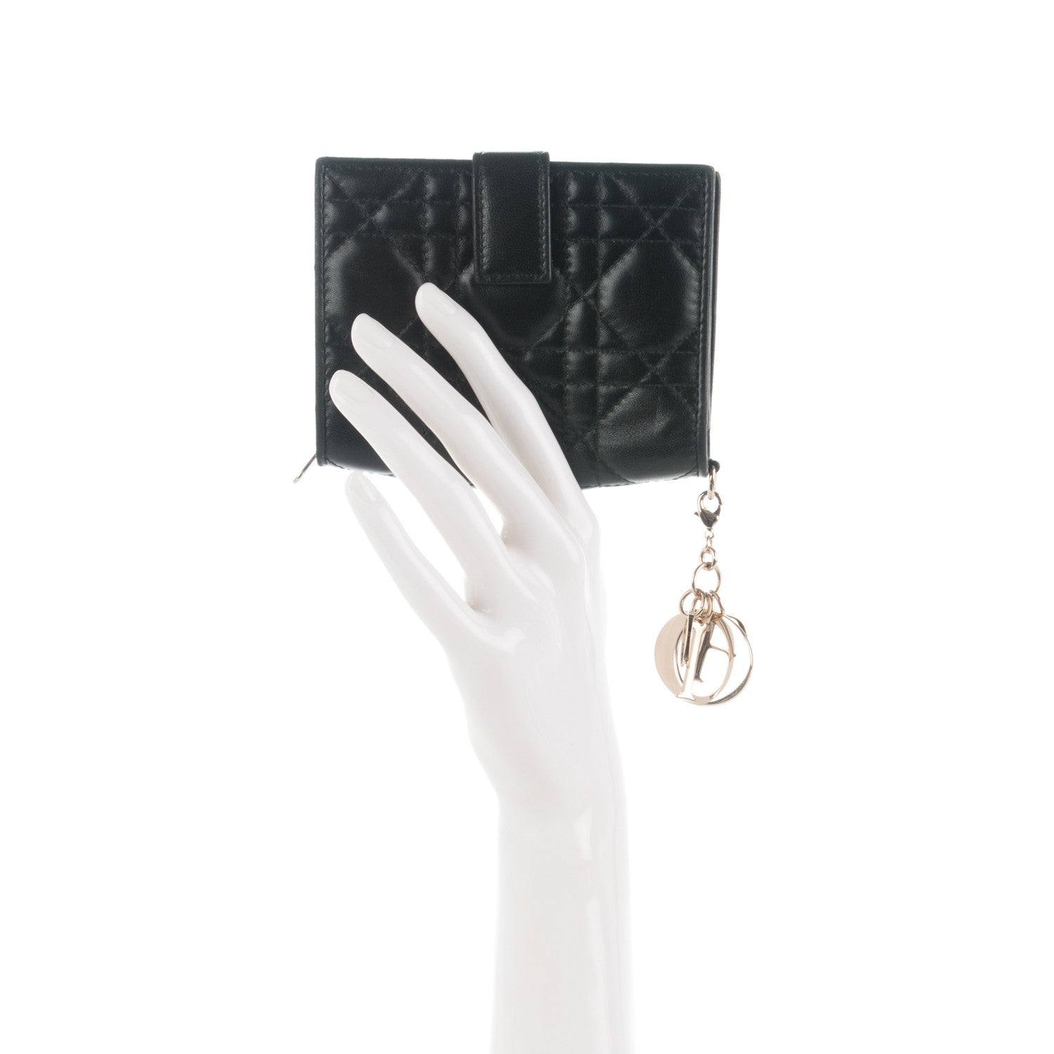 Christian Dior Lambskin Cannage Lady Dior Eden Wallet Black 2 of 8