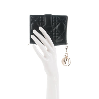 Christian Dior Lambskin Cannage Lady Dior Eden Wallet Black 2 of 8