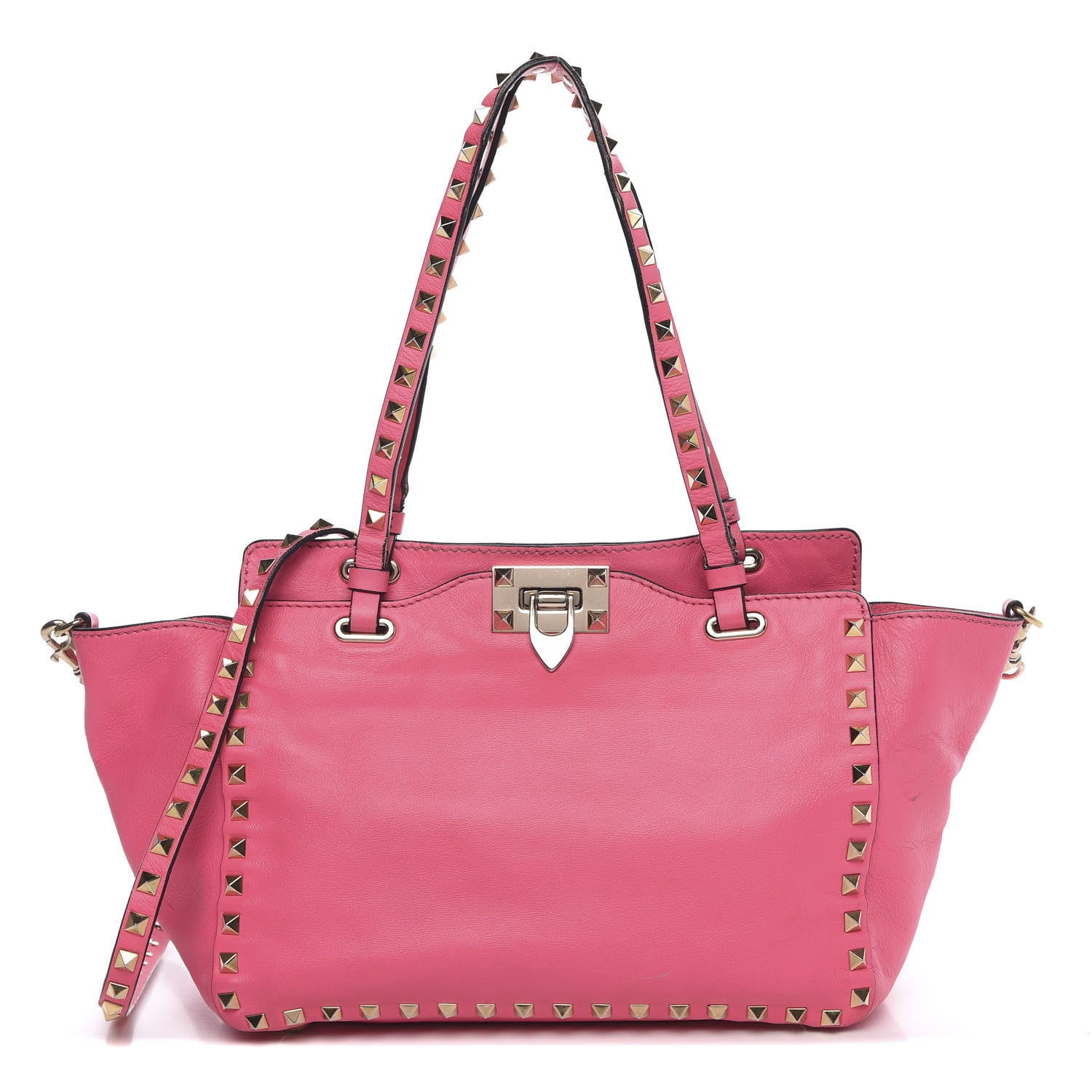 Valentino Garavani Vitello Small Rockstud Tote Fuxia Fluo 1 of 13