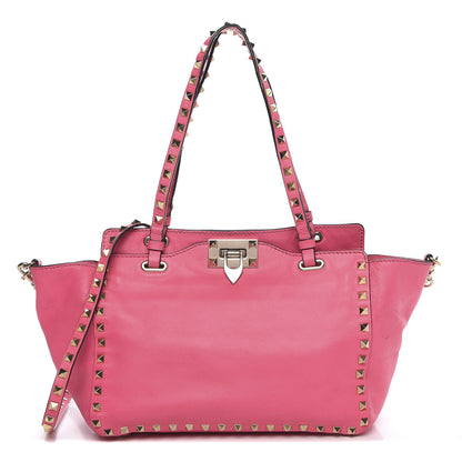 Valentino Garavani Vitello Small Rockstud Tote Fuxia Fluo 1 of 13