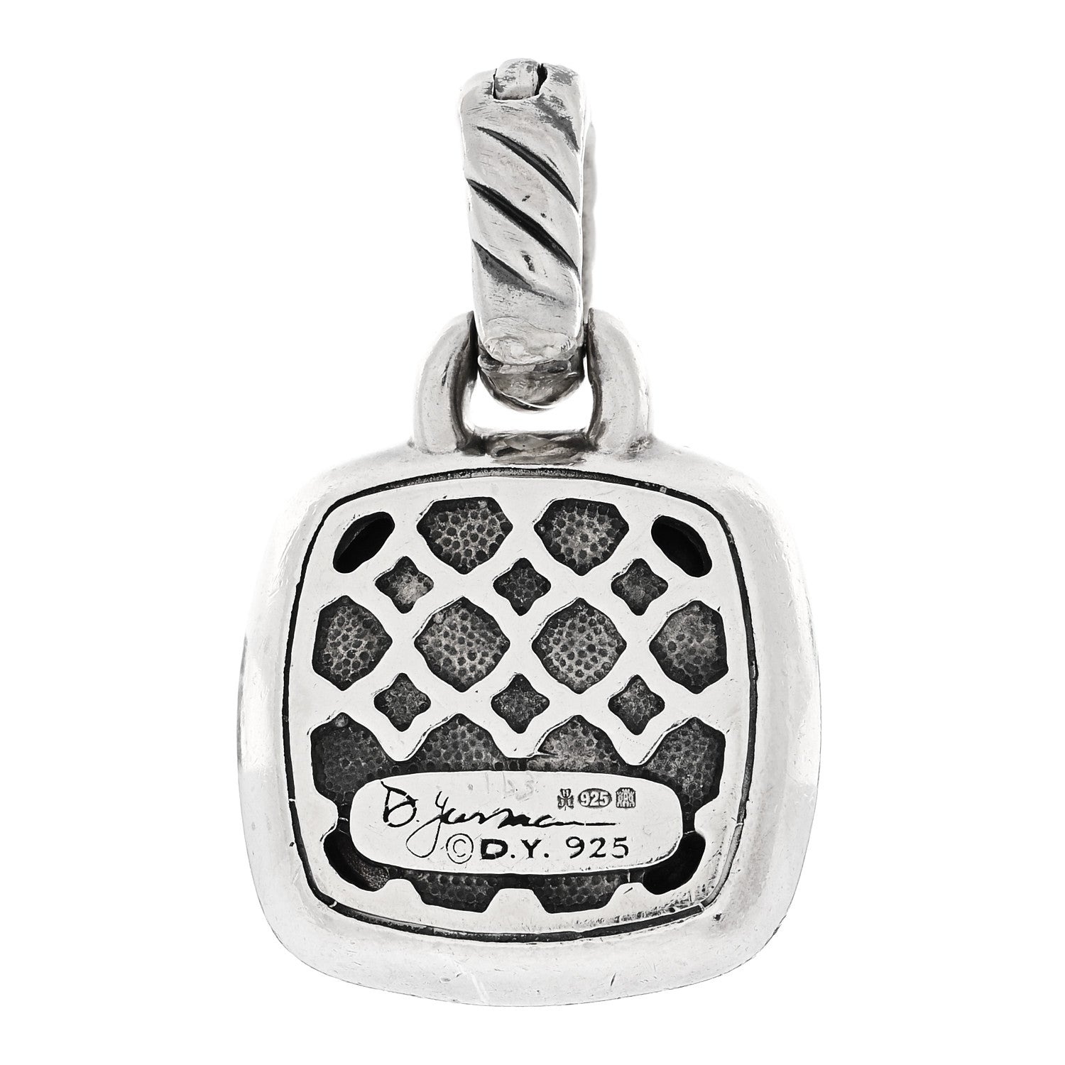 David Yurman Sterling Silver Diamond Black Onyx 14mm Albion Enhancer Pendant 3 of 3