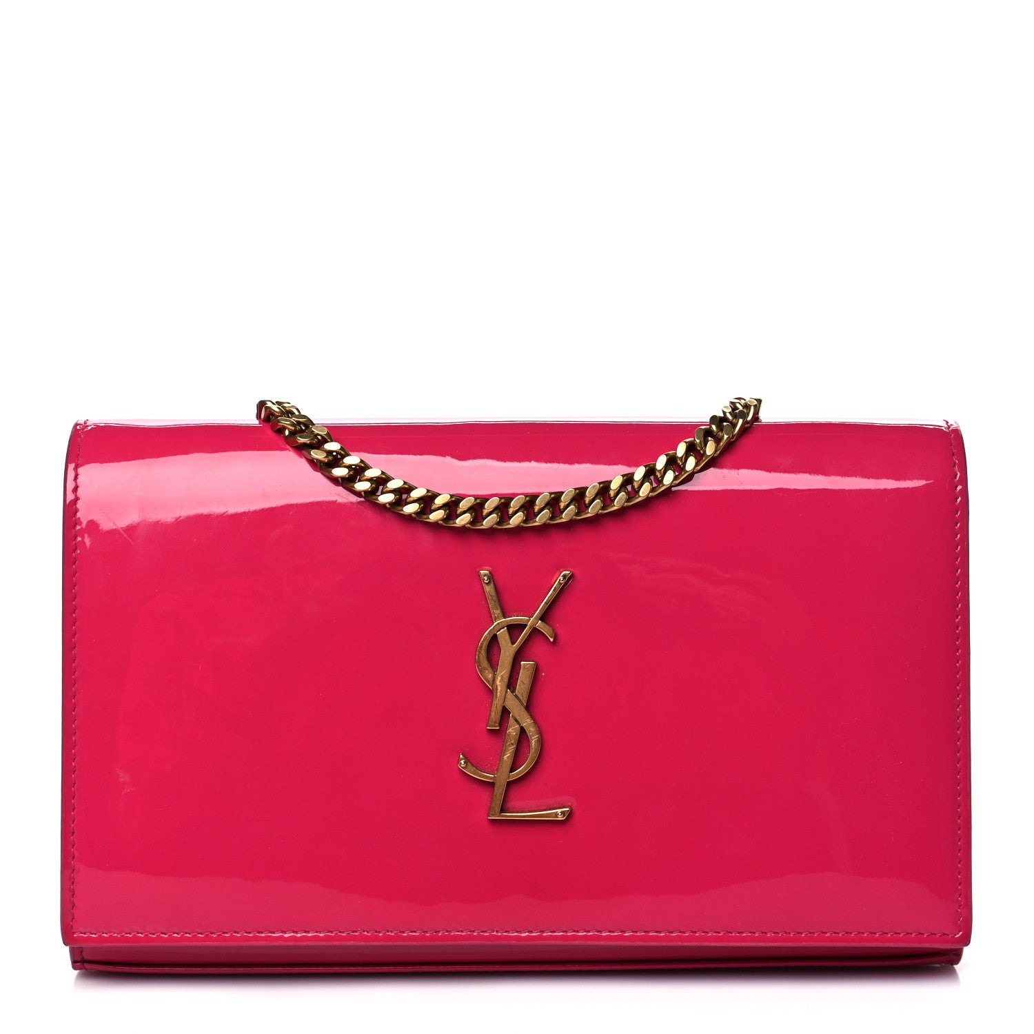 Saint Laurent Patent Calfskin Monogram Kate Wallet On Chain Fresh Fuxia 1 of 9