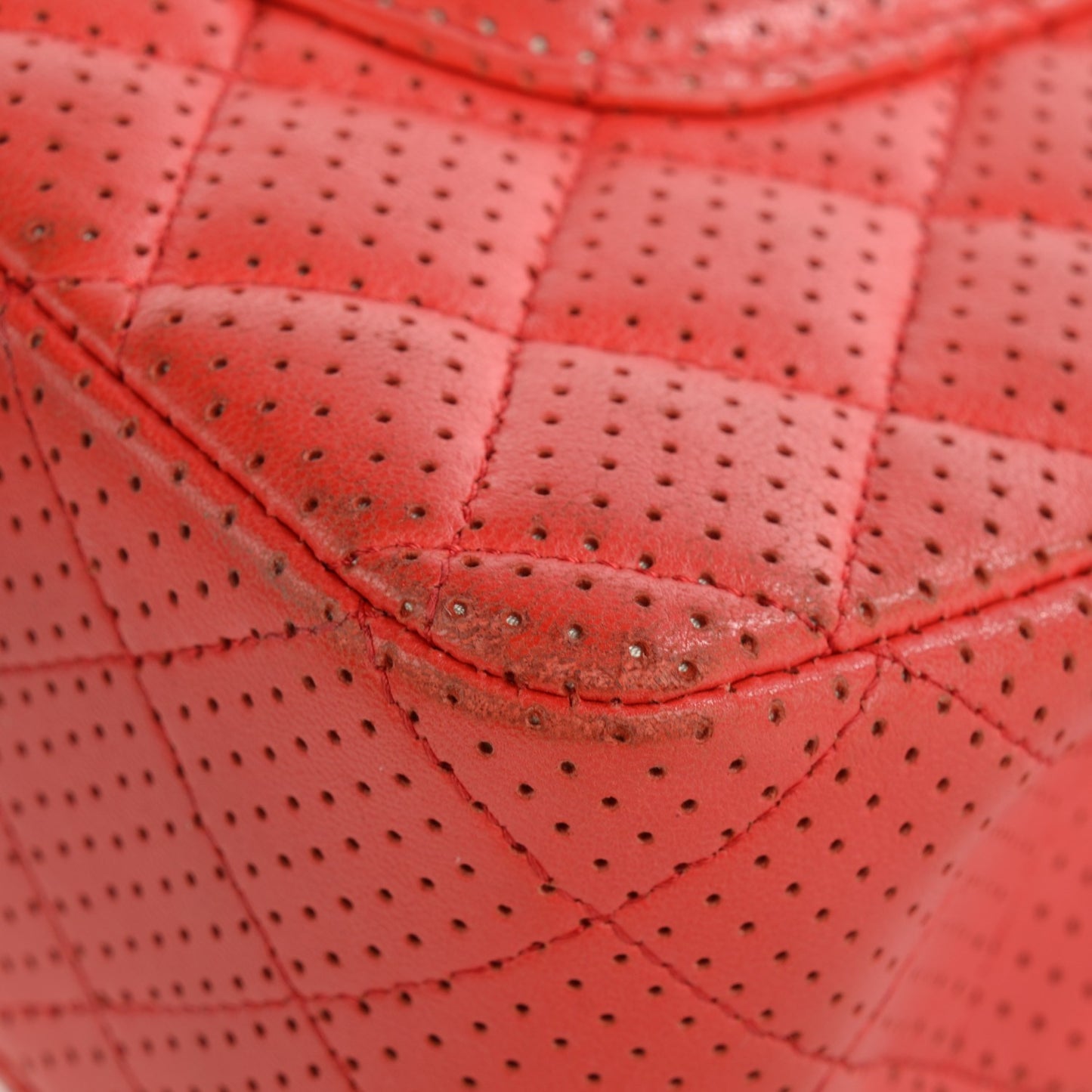 Lambskin Perforated Medium Double Flap Red