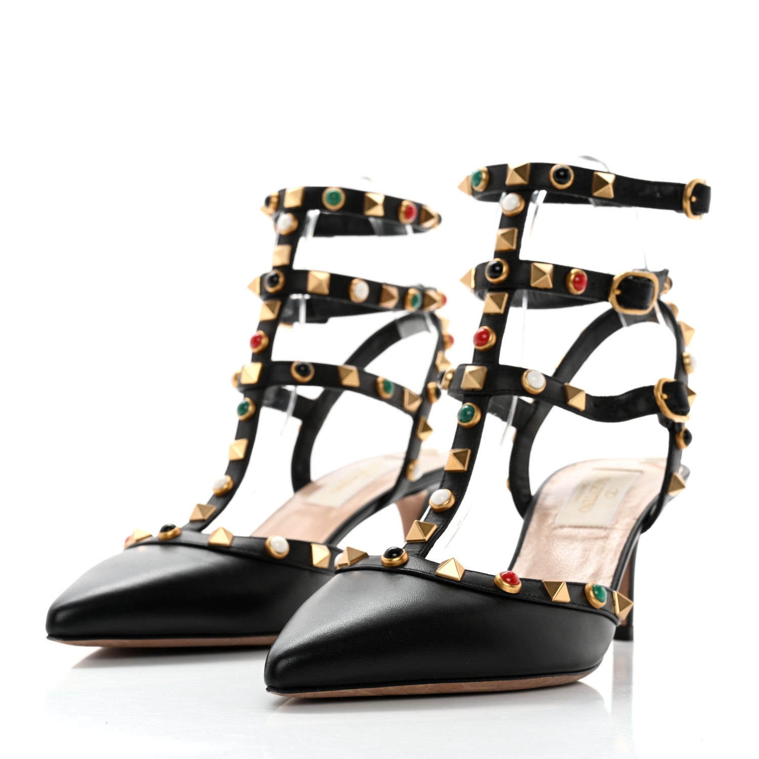 Valentino Garavani Nappa Rockstud Rolling Ankle Strap 65mm Pumps 36 Black 3 of 9