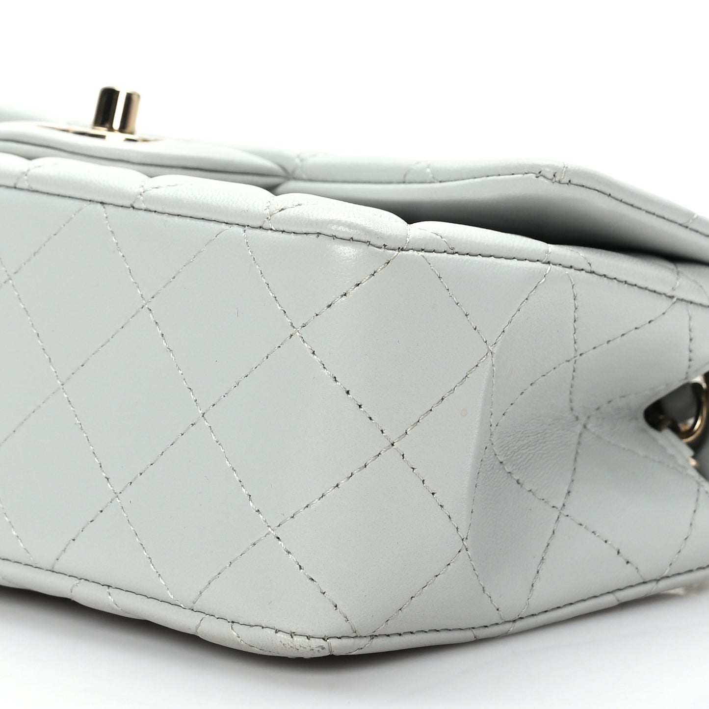 Lambskin Quilted Mini Rectangular Flap Grey
