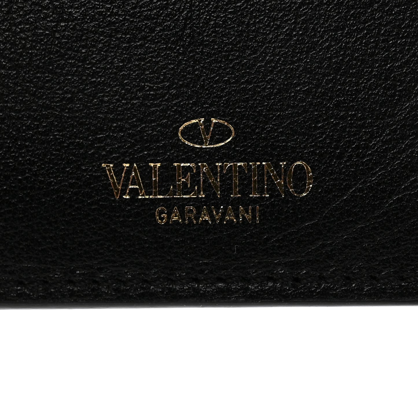 Vitello Rockstud Card Holder With Zipper Black