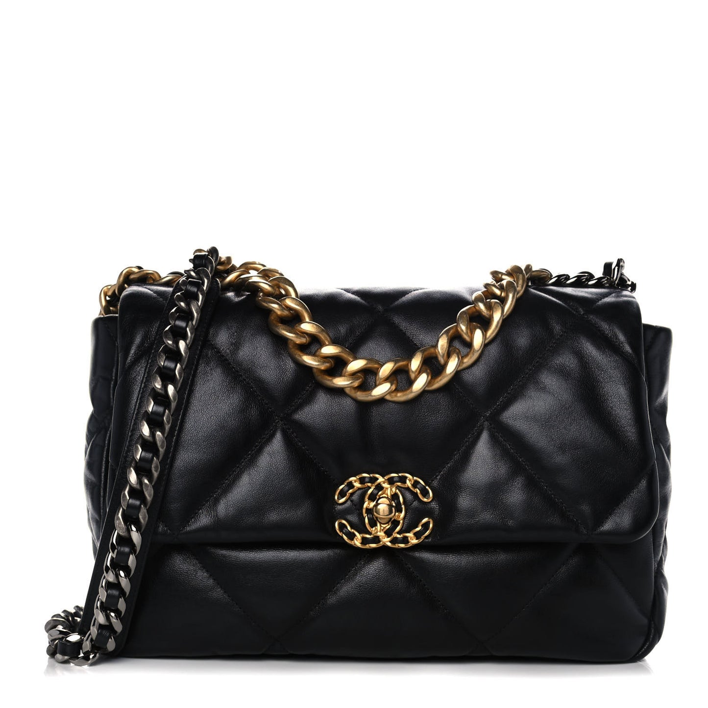 Goatskin Quilted Large Chanel 19 Flap Black