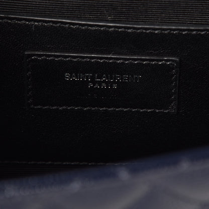 Saint Laurent Grain De Poudre Textured Mixed Matelasse Triquilt Medium Monogram Satchel Deep Marine 6 of 7