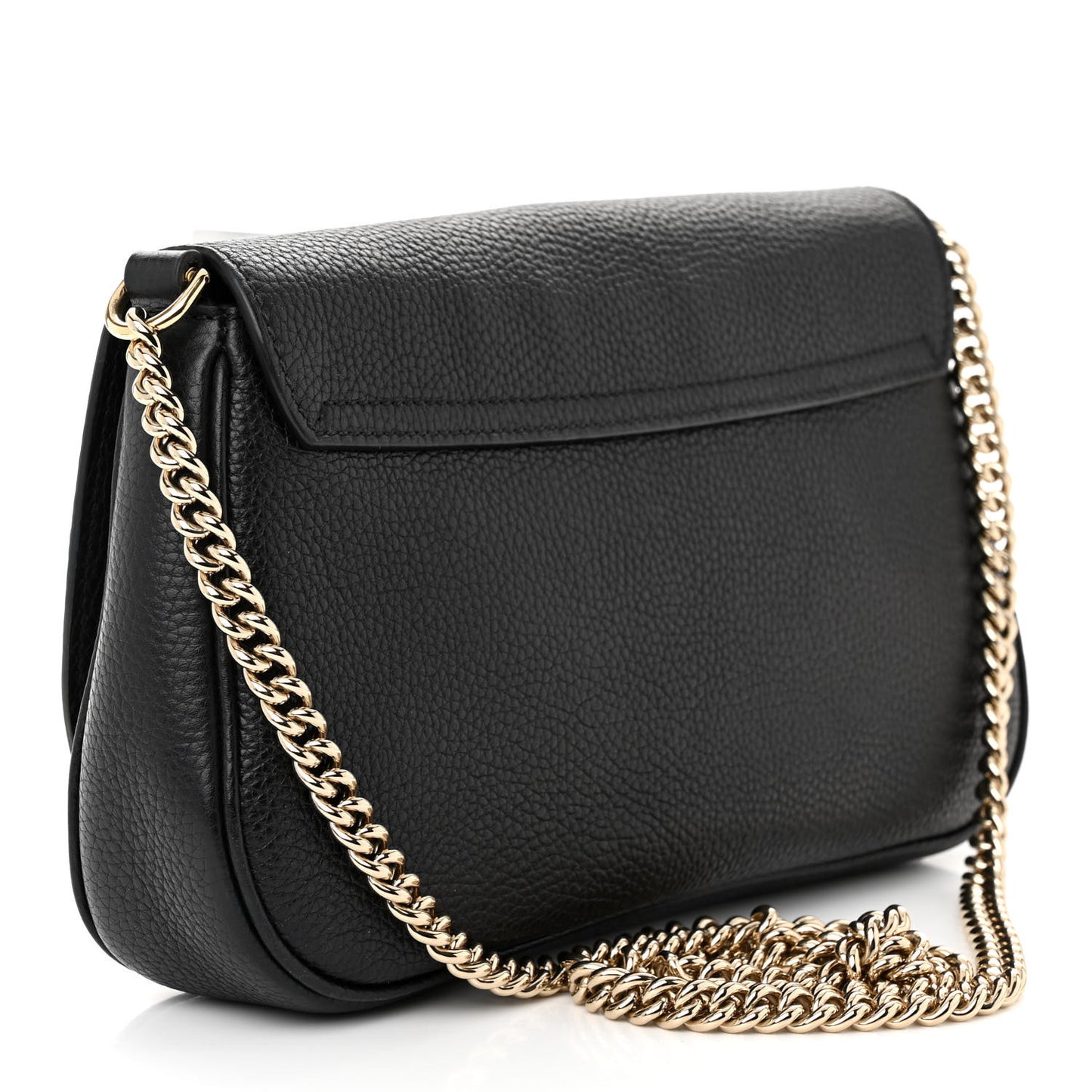 Pebbled Calfskin Medium Soho Flap Crossbody Black