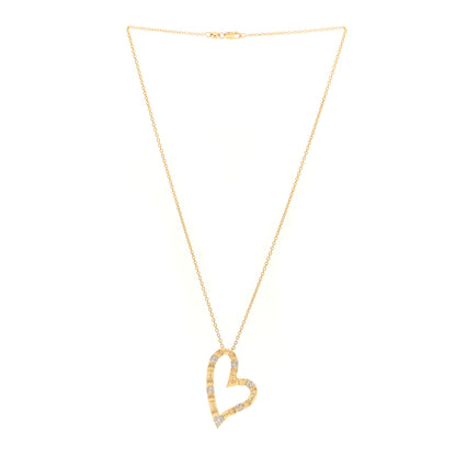 Roberto Coin 18K Yellow White Gold Diamond Open Heart Pendant Necklace Black 2 of 4