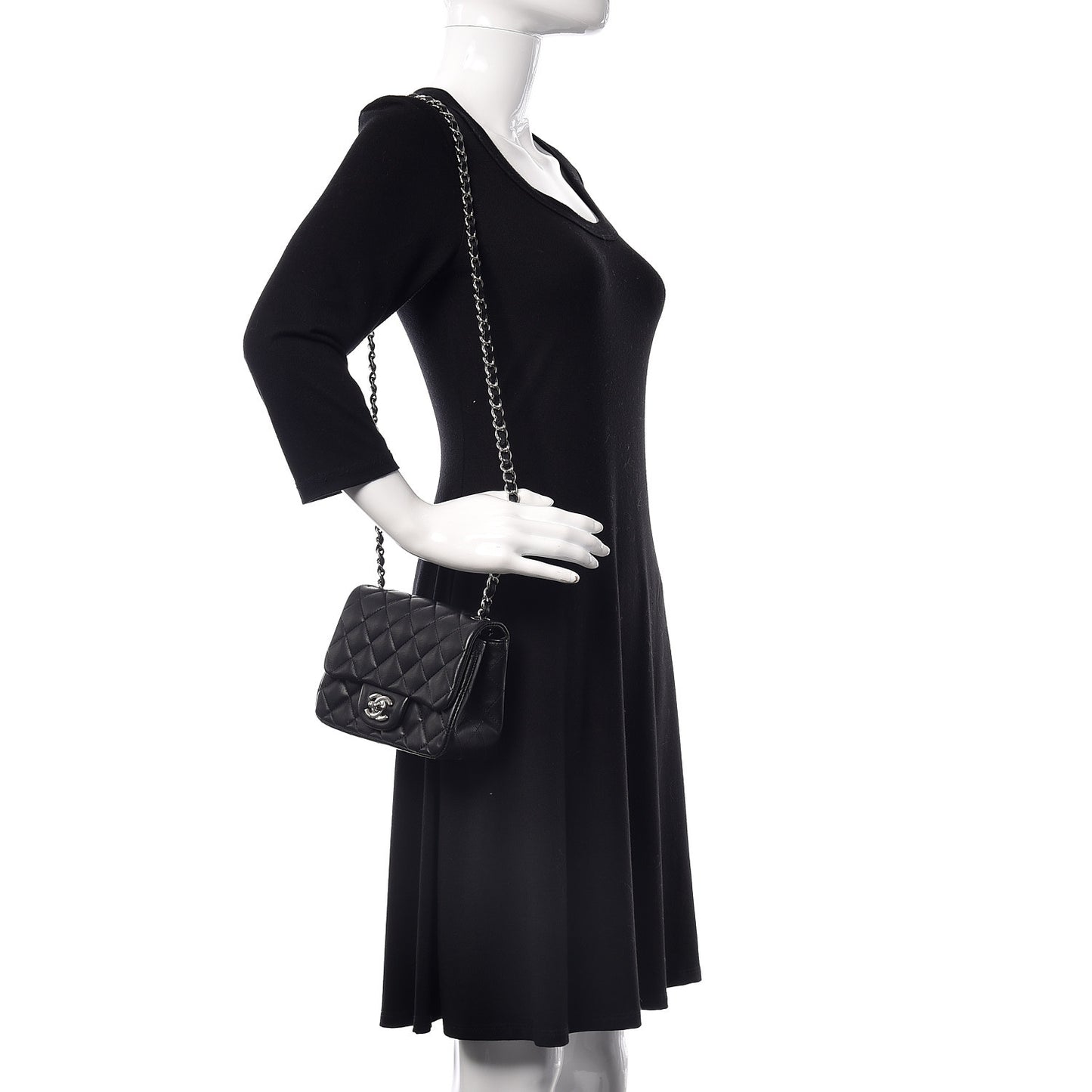 Lambskin Quilted Mini Square Flap Black