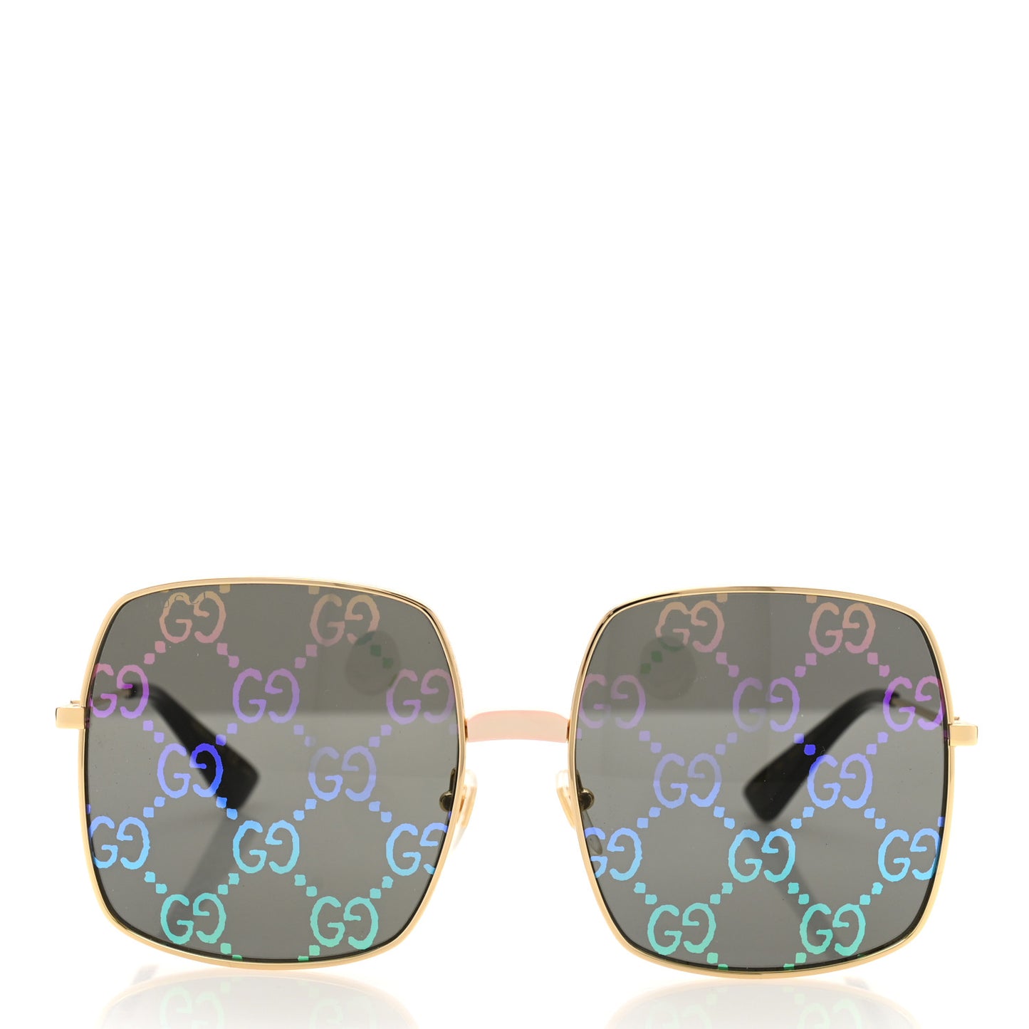 Metal Rectangular Frame Sunglasses GG0414S Gold Multicolor