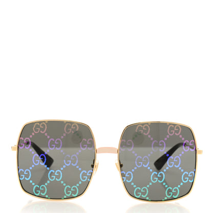 Gucci Metal Rectangular Frame Sunglasses GG0414S Gold Multicolor 2 of 8