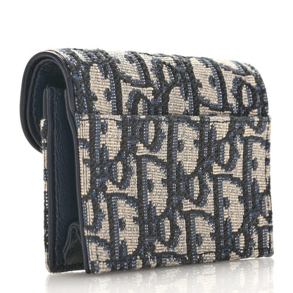 Christian Dior Oblique Saddle Bloom Card Holder Blue 3 of 8