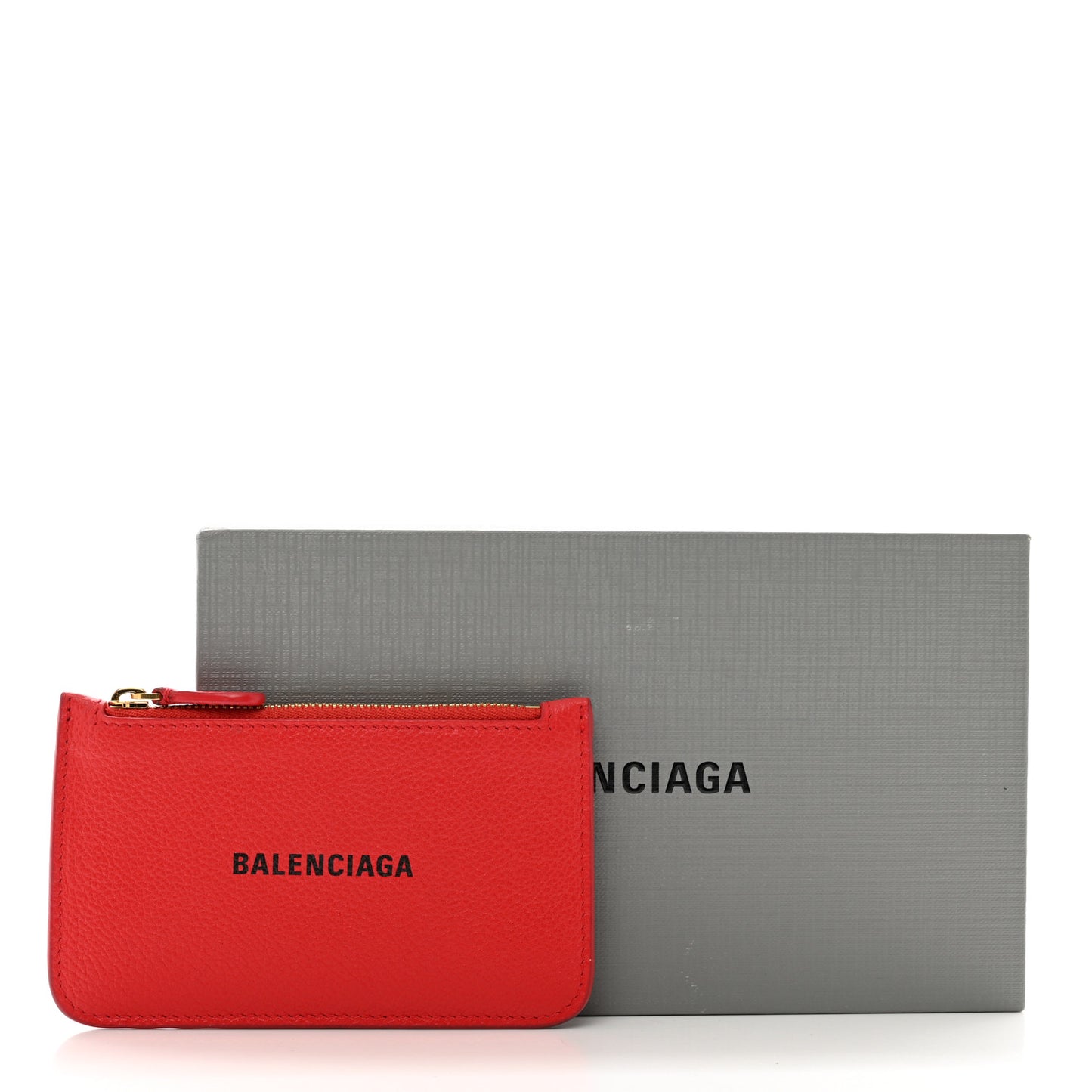 Grained Calfskin Logo Large Cash Long Coin Card Holder Bright Red Black