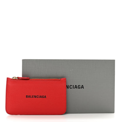 Balenciaga Grained Calfskin Logo Large Cash Long Coin Card Holder Bright Red Black 7 of 7