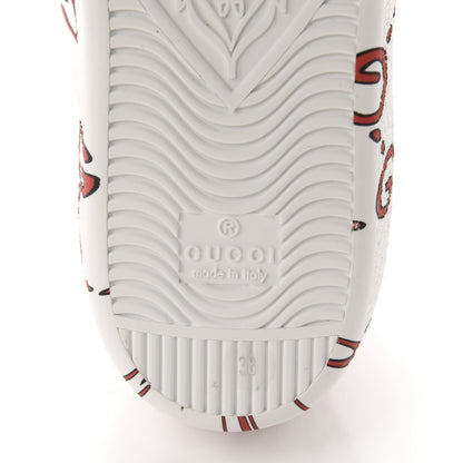 Gucci Calfskin GucciGhost Print Womens Ace Sneakers 38 White Hibiscus Red 9 of 10