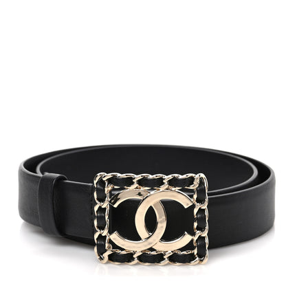Chanel Lambskin CC Chain Belt 75 30 Black Gold 1 of 5