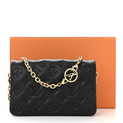 Louis Vuitton Lambskin Embossed Monogram Pochette Coussin Black 12 of 12