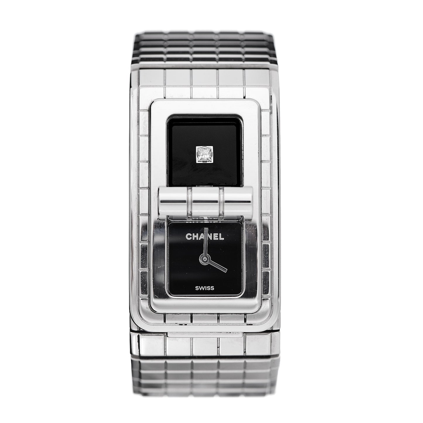 Stainless Steel Diamond 21mm Code Coco Quartz Watch Black