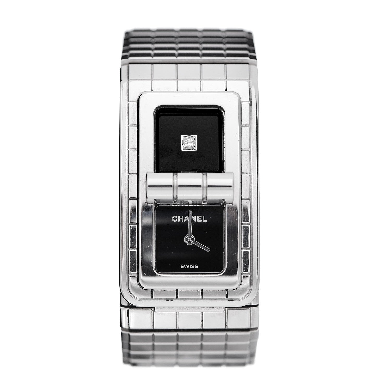 Chanel Stainless Steel Diamond 21mm Code Coco Quartz Watch Black 1 of 5