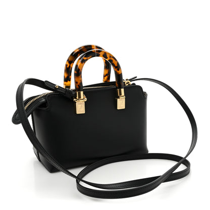 Fendi Vitello King Plexiglass Logo Embossed Mini By The Way Top Handle Boston Bag Black 3 of 13