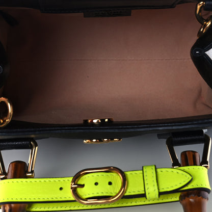 Gucci Wonka Grain Calfskin Mini Diana Tote Bag Black Yellow Fluo 4 of 10