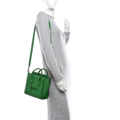 Celine Drummed Calfskin Nano Luggage Mint 2 of 11