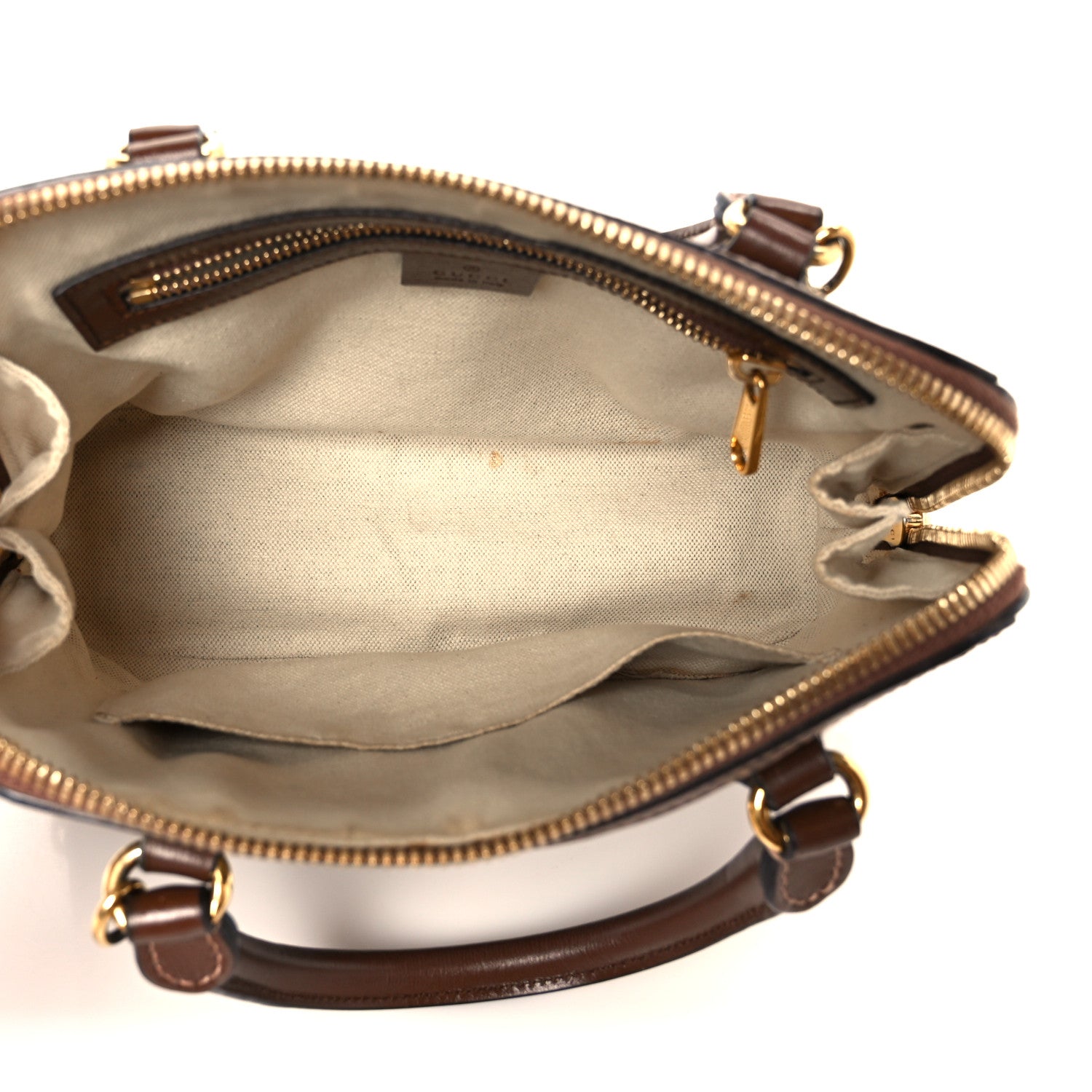 Gucci GG Supreme Monogram Azalea Calfskin Small Horsebit 1955 Top Handle Bag Beige Ebony Brown Sugar 5 of 11