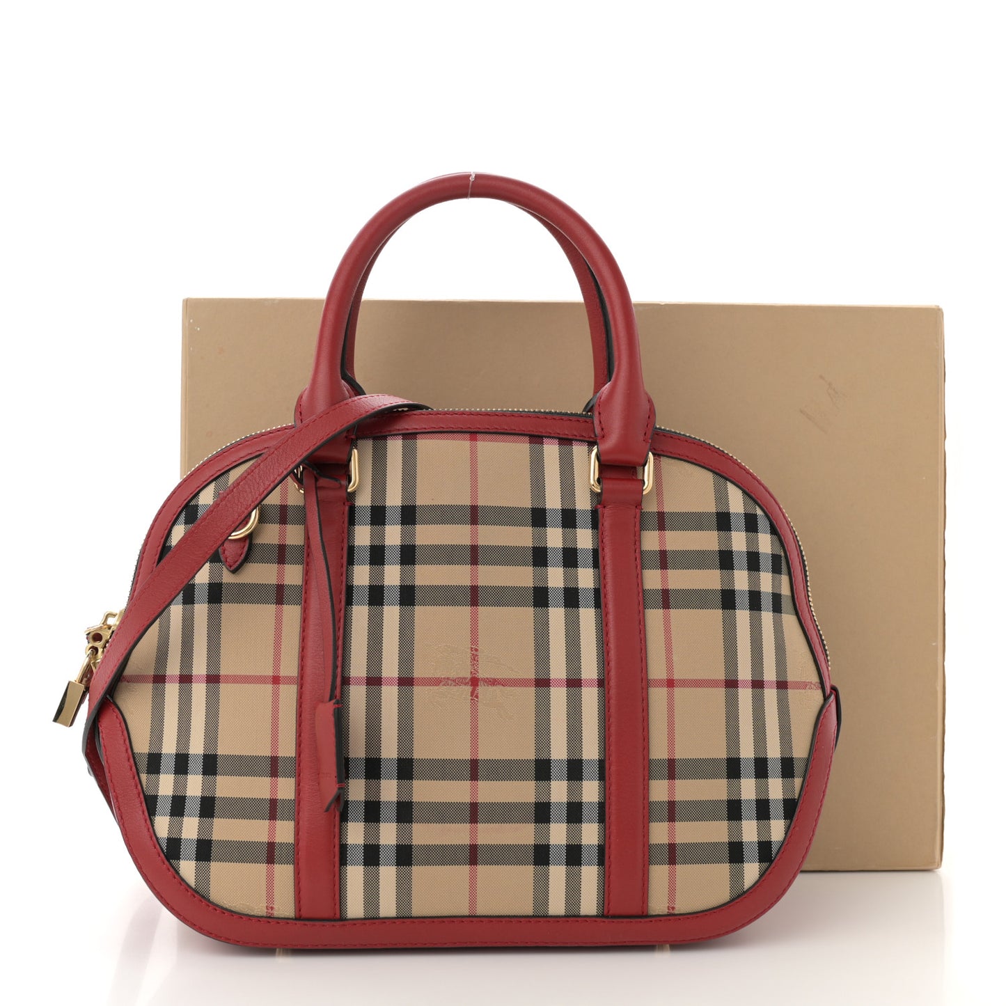 Horseferry Check Small Orchard Bowling Bag Honey Parade Red