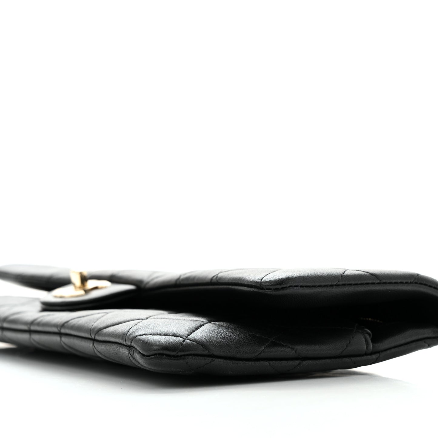 Lambskin Quilted Flap Clutch Black