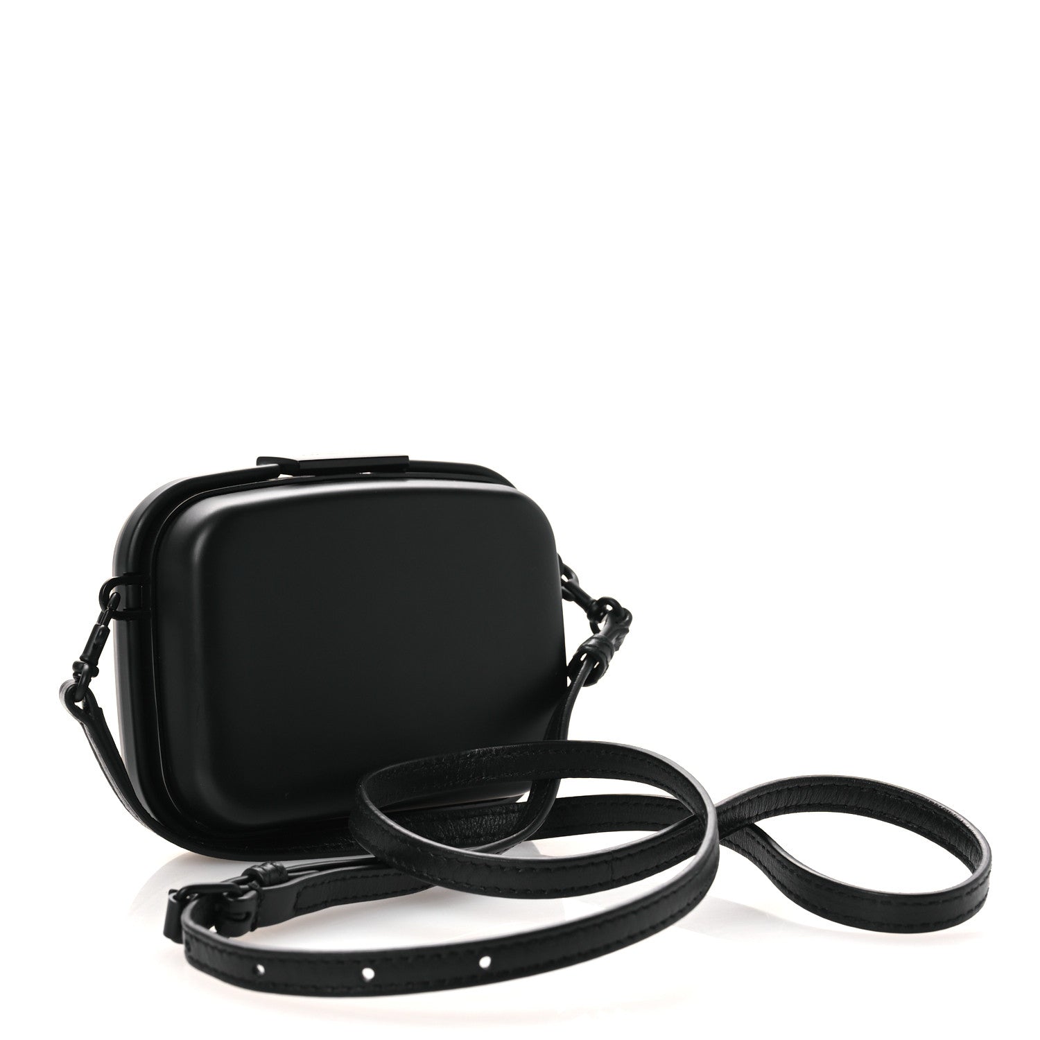 Balenciaga Recycled Plastic Calfskin Embossed Mini Lunch Box Case with Strap Black 3 of 11