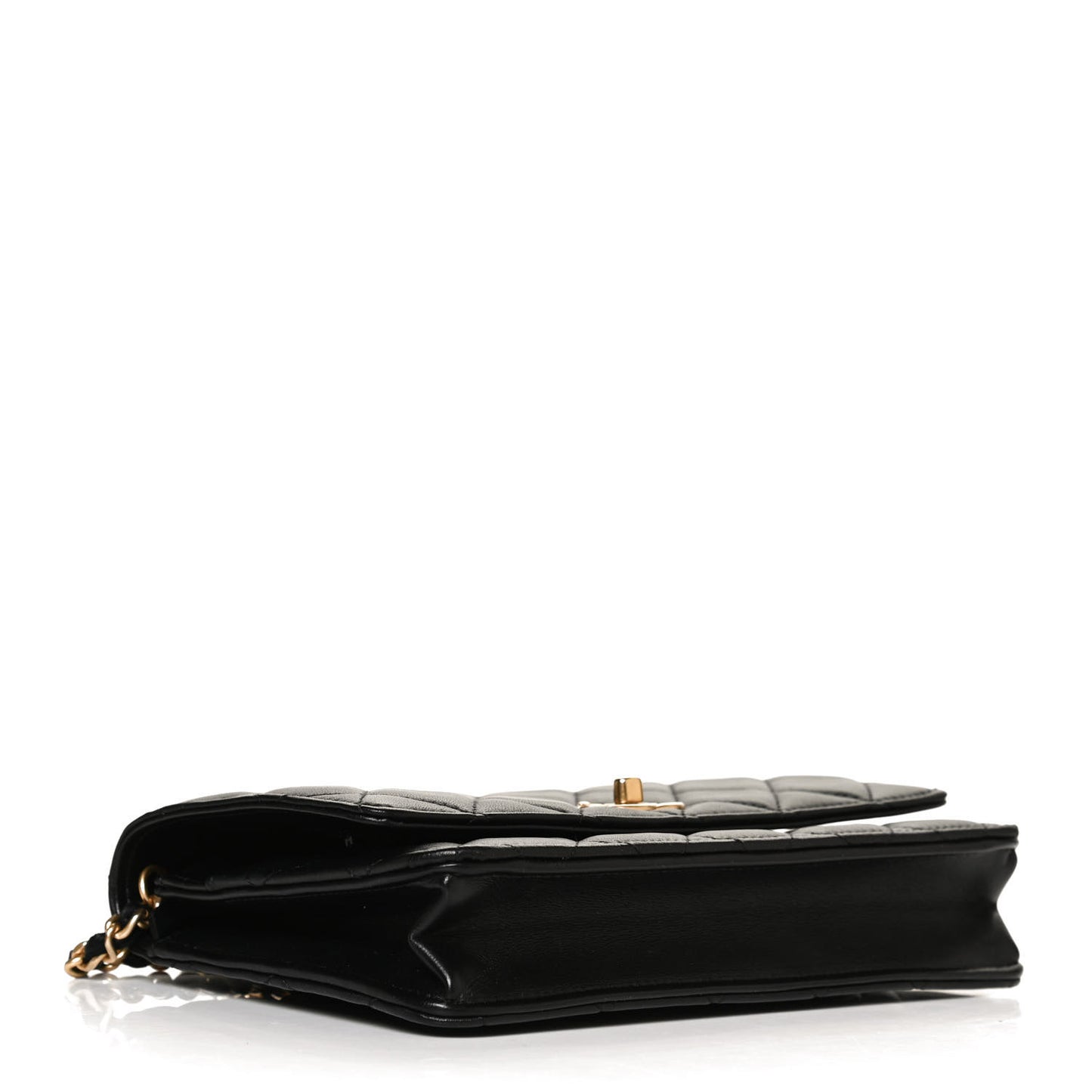 Lambskin Quilted CC Pearl Crush Wallet on Chain WOC Black