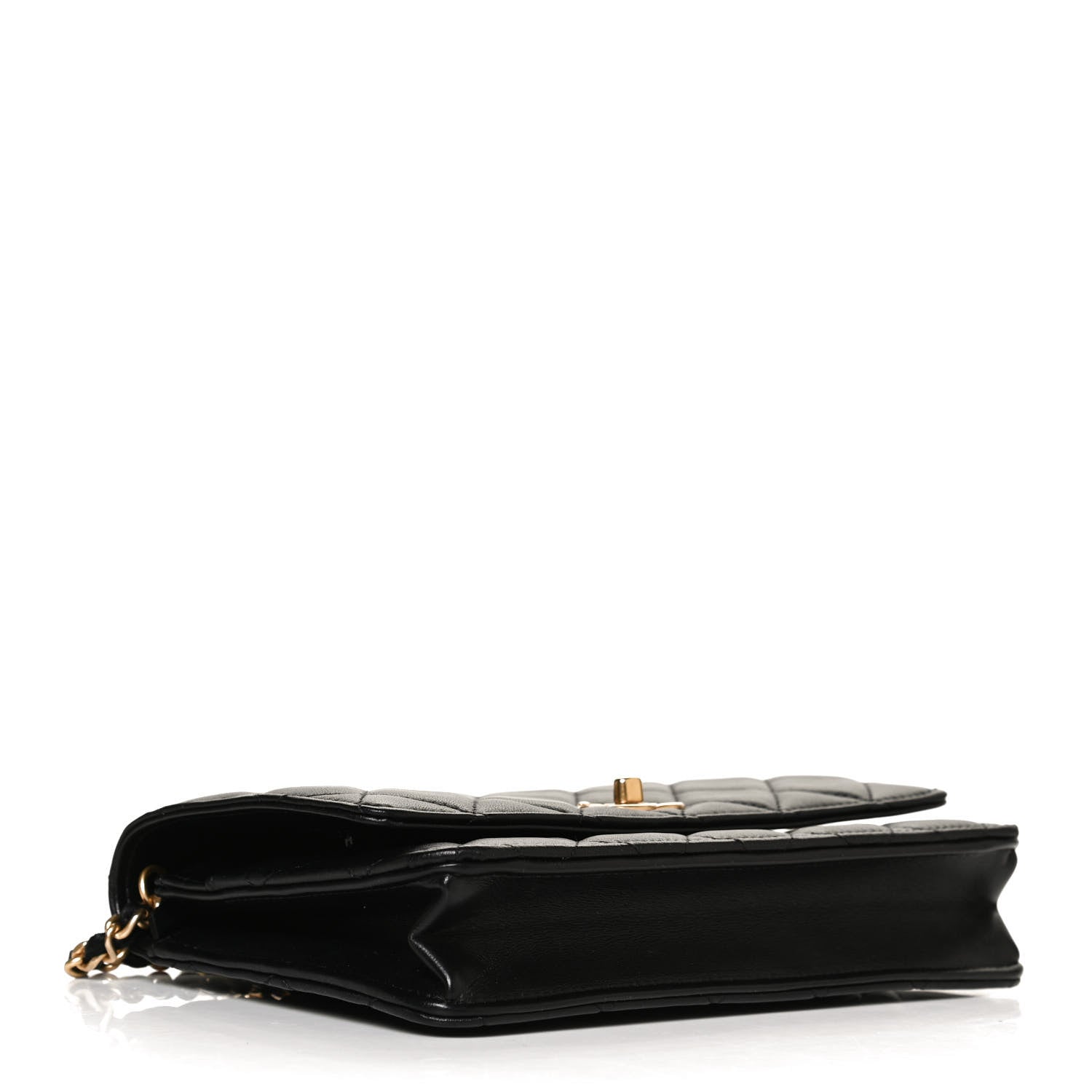 Chanel Lambskin Quilted CC Pearl Crush Wallet on Chain WOC Black 3 of 10
