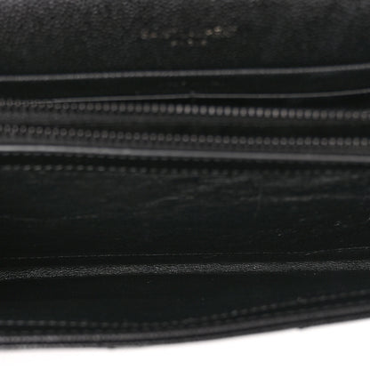 Saint Laurent Grain De Poudre Matelasse Chevron Monogram Monochrome Chain Wallet Black 5 of 10