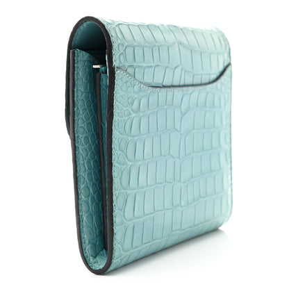 Hermes Matte Alligator Constance Short Wallet Bleu Paon 3 of 9