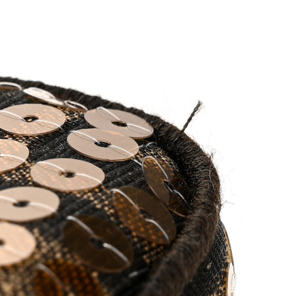 Fendi Fabric Jacquard Paillettes Vitello Seta FF 1974 Baguette Testa di Moro Real Ebano 11 of 11