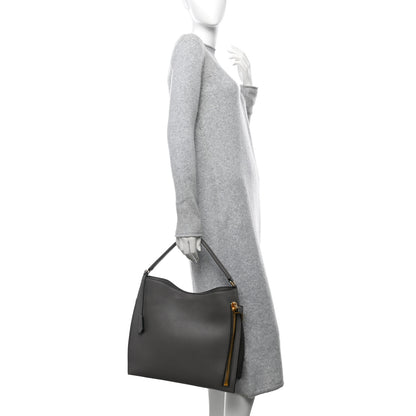 Tom Ford Pebbled Calfskin Small Alix Padlock Zip Hobo Bag Grey 2 of 12