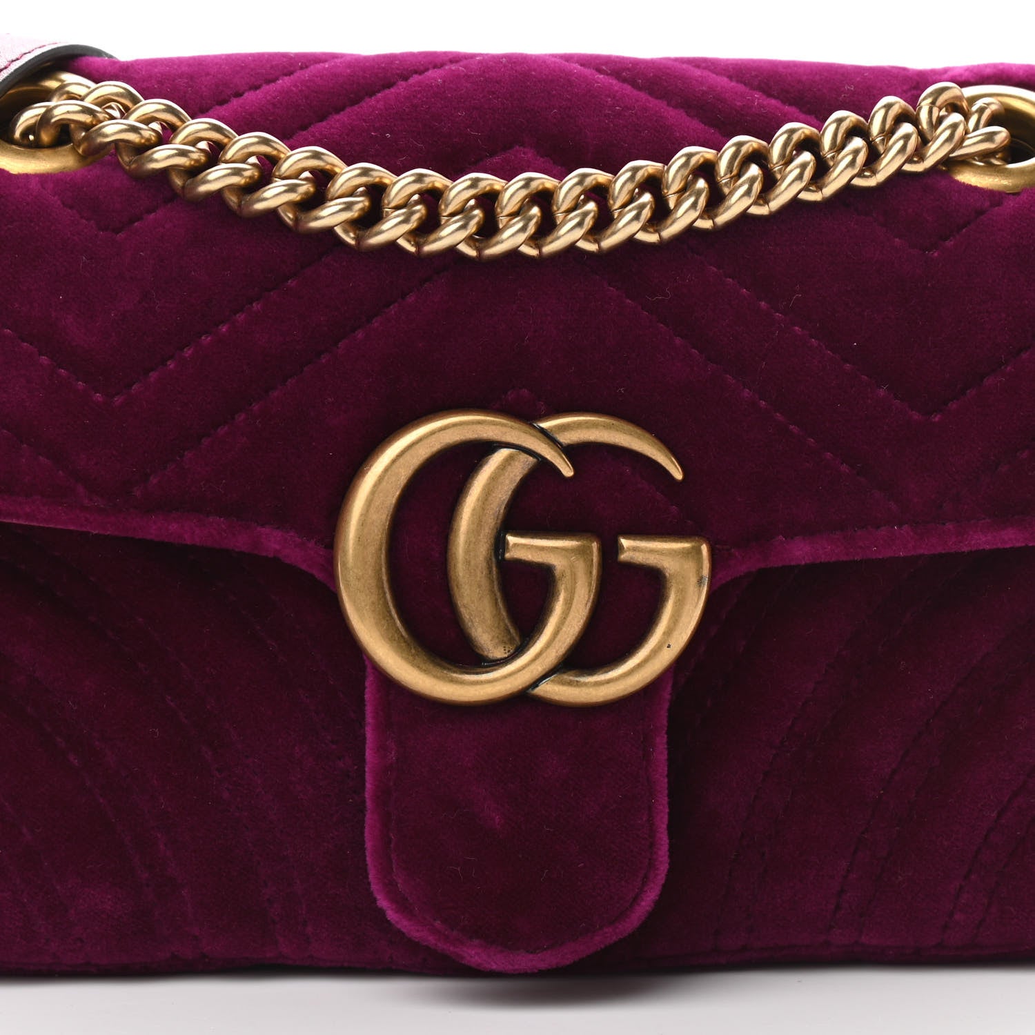 Gucci Velvet Matelasse Mini GG Marmont Shoulder Bag Fuchsia Violet Cyclamen 8 of 10