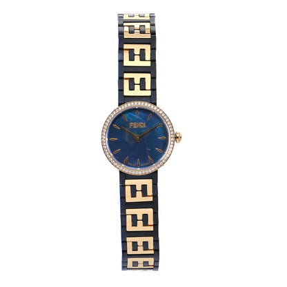 Fendi Stainless Steel Diamond Bezel Blue Mother of Pearl 19mm Fendi Forever Quartz Watch 1 of 6