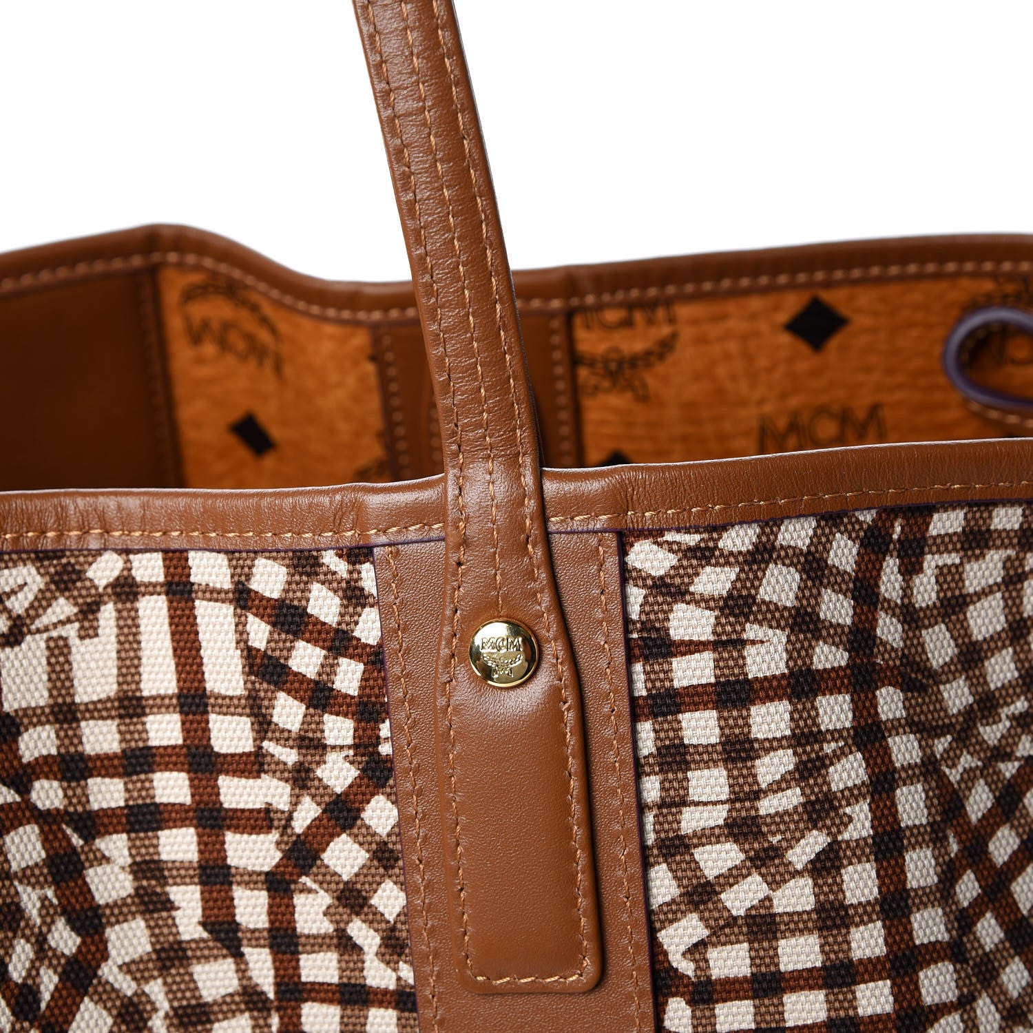 MCM Visetos Large Liz Reversible Shopper Tote Cognac 23 of 23