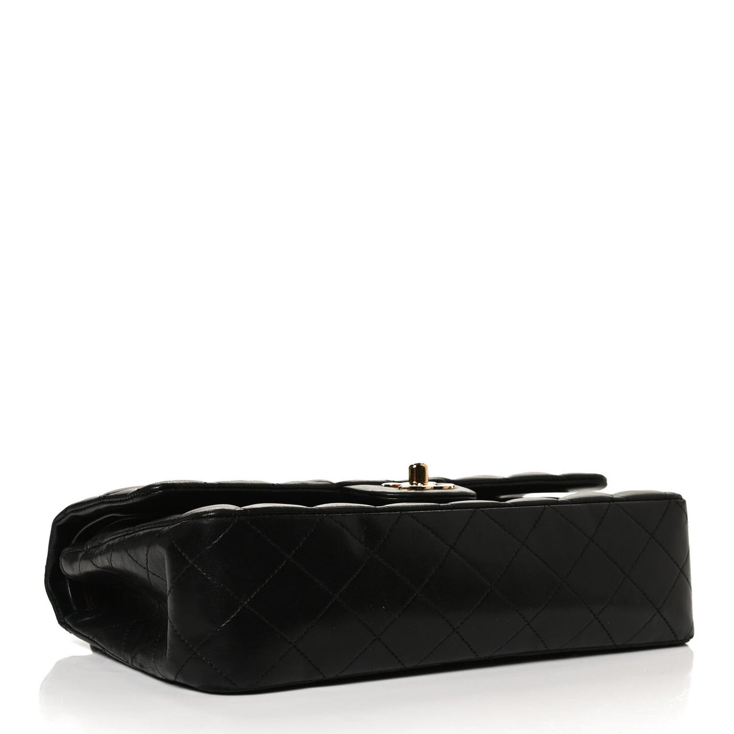 Lambskin Quilted Medium Double Flap Black