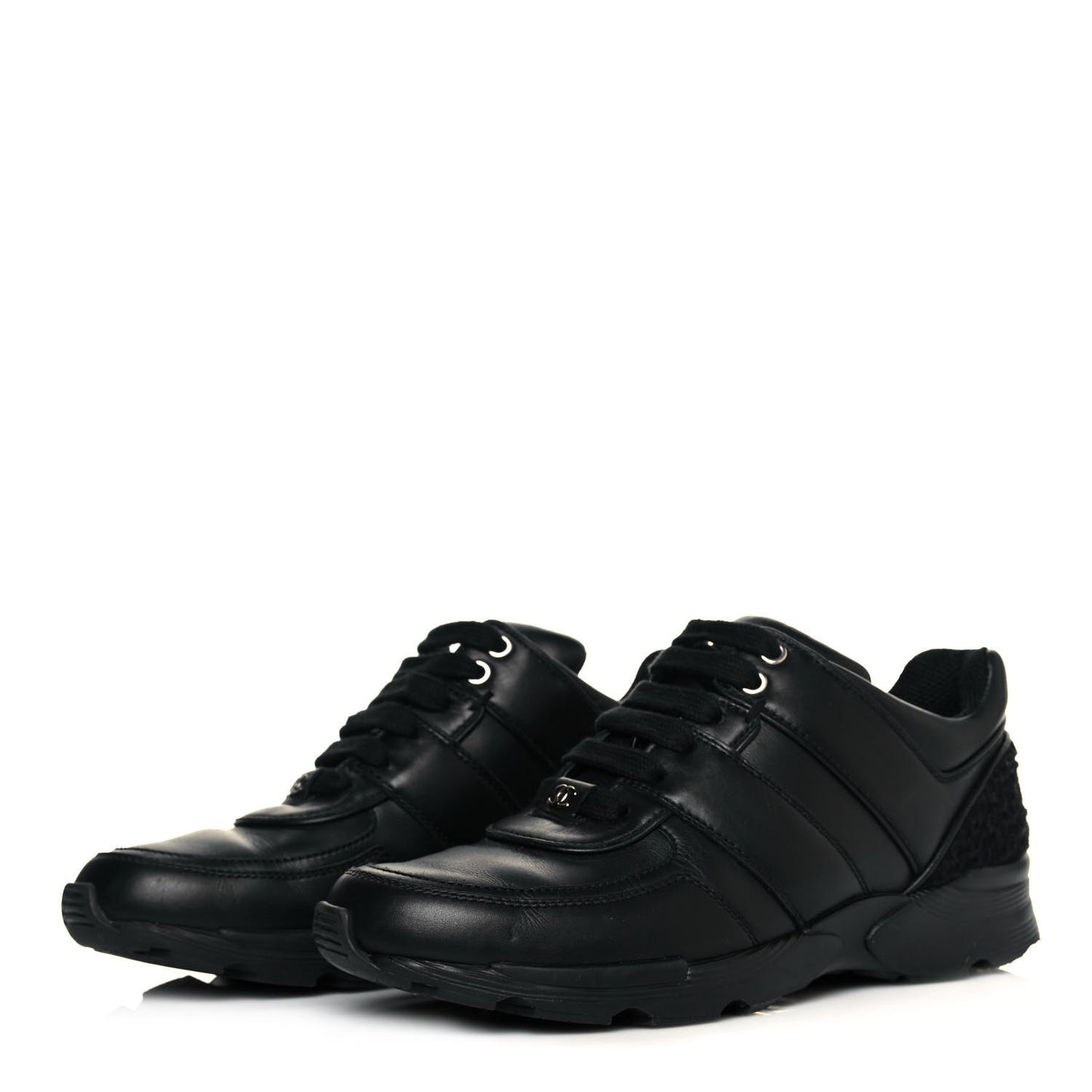 Calfskin Tweed Womens Sneakers 37 Black