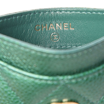 Chanel Metallic Caviar Quilted Card Holder Green 6 of 10