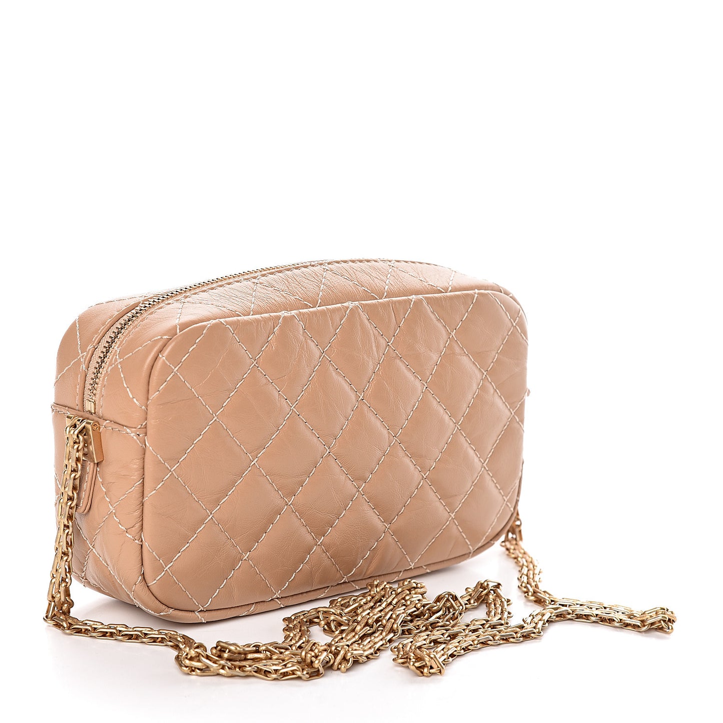 Aged Calfskin Quilted Mini Reissue Camera Case Beige