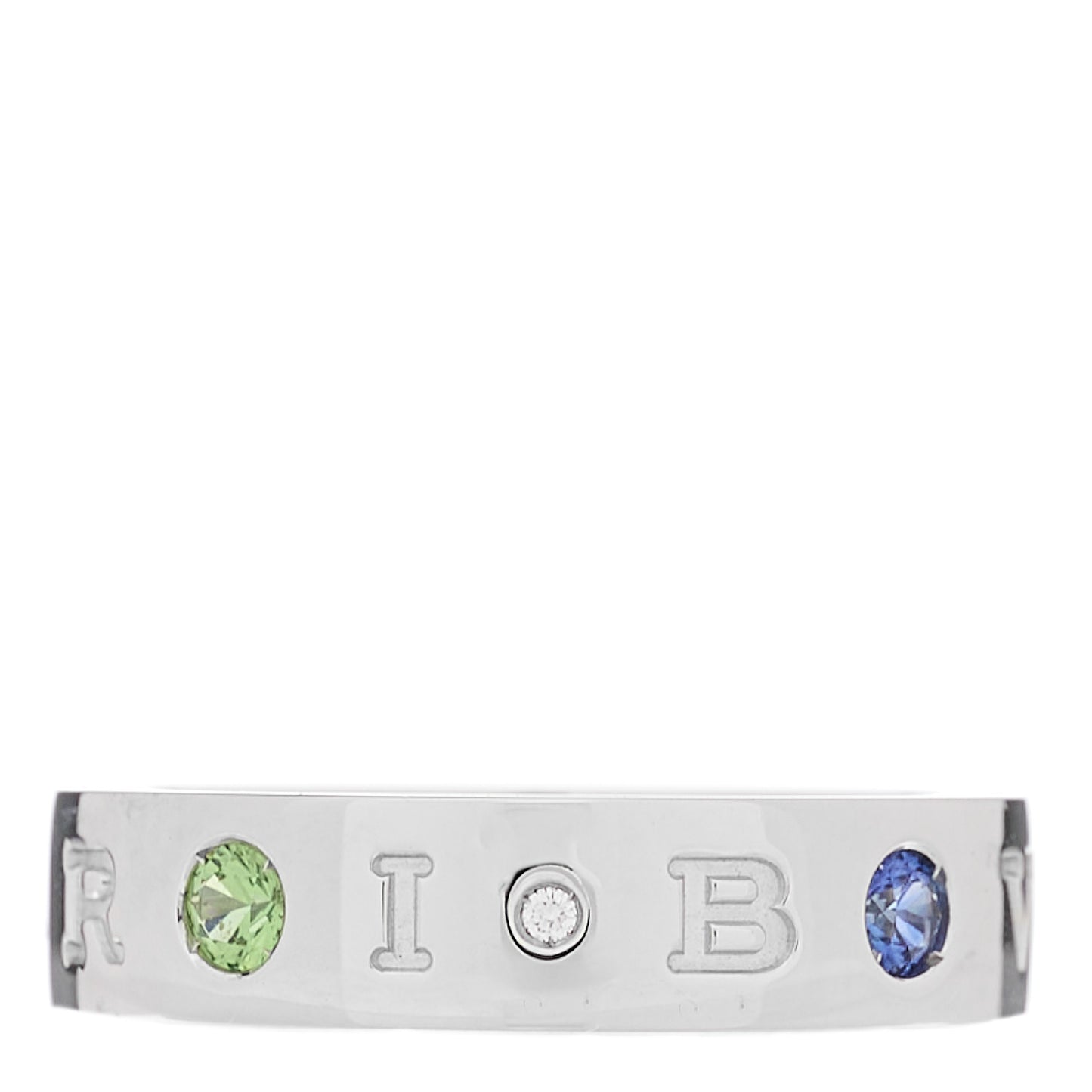 18K White Gold Blue Sapphire Tsavorite Roman Sorbets Ring 55 7.25