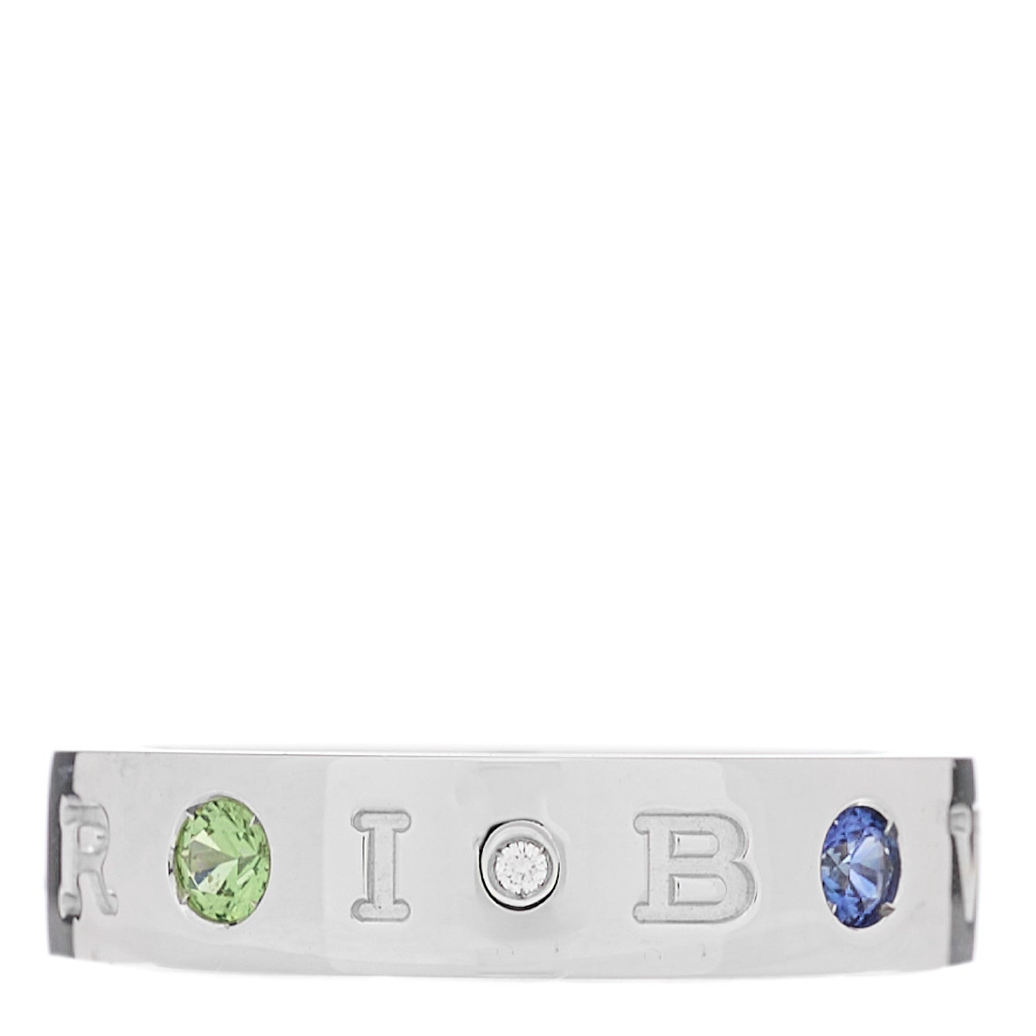 Bulgari 18K White Gold Blue Sapphire Tsavorite Roman Sorbets Ring 55 7.25 1 of 5