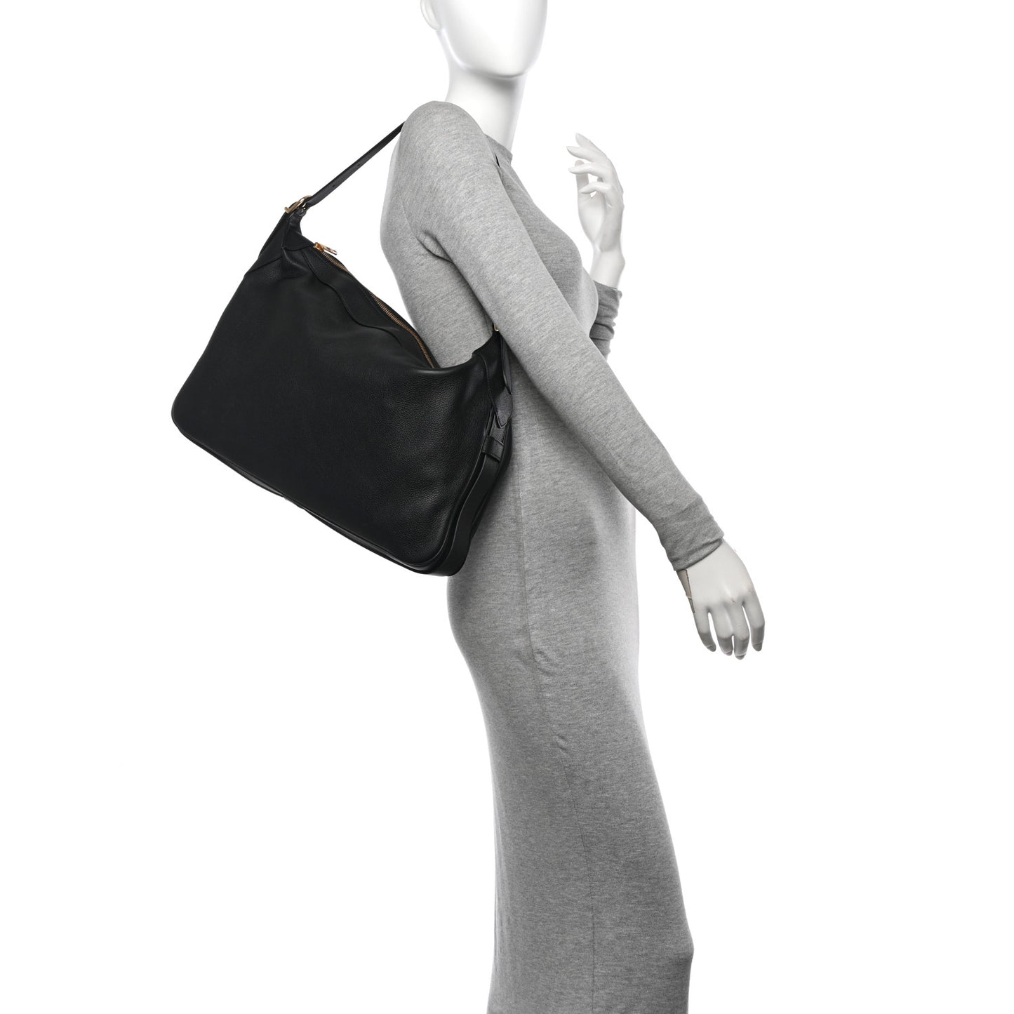 Supple Calfskin Large Romy Shoulder Bag Black