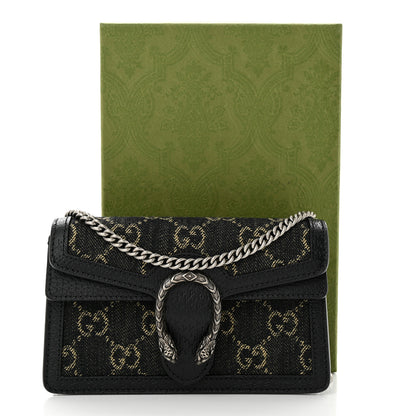 Gucci Jacquard Black Denim GG Monogram Super Mini Dionysus Shoulder Bag Black Ivory 10 of 10